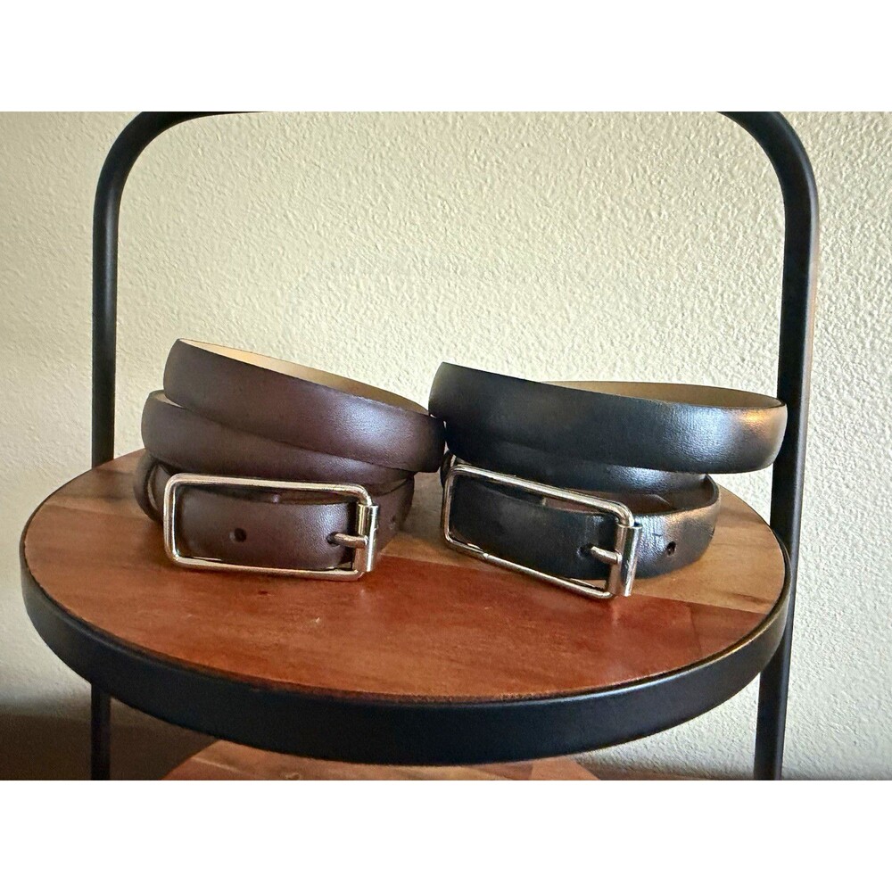 Banana Republic Black & Brown Women’s Dress Belt Lot of 2 Size L Solid Buckle